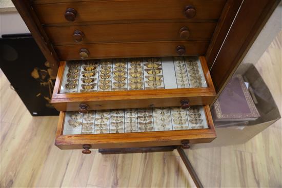 A Victorian mahogany and deal collector cabinet of moth specimens, by J.T Crockett & Son, W.52cm D.47cm H.135cm